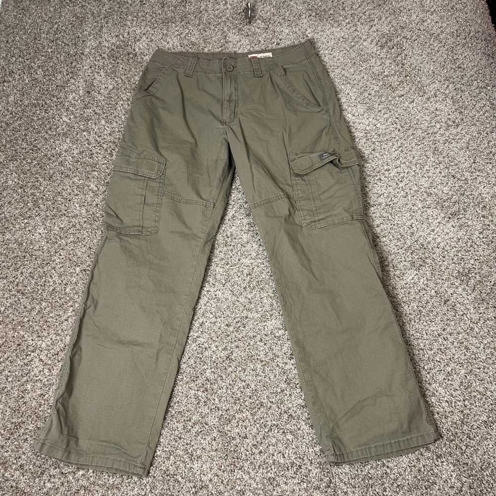Wrangler Mens Relaxed Fit Cargo Pants Olive Green Ripstop 32x30